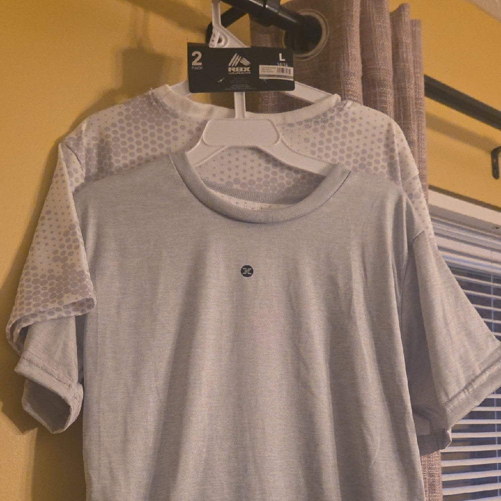 Reebok Light Gray Tee with Patterned Sleeves